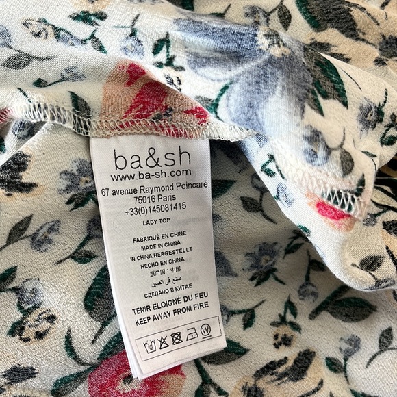 Ba&Sh Paco Rouched Floral Print Crepe Wrap Blouse small - Picture 10 of 10